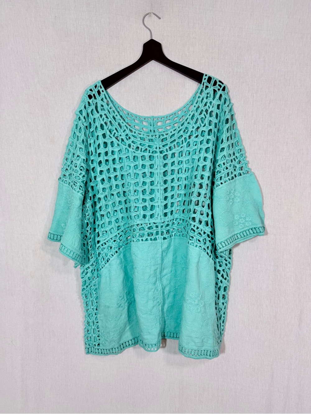 Lane Bryant XL 100% cotton Aqua Crochet Swim Cover-Up Tunic